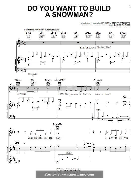 Do You Want to Build a Snowman? (from Frozen): Para vocais e piano (ou Guitarra) by Robert Lopez, Kristen Anderson-Lopez