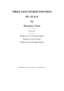 Three easy studies for piano, CS212: Three easy studies for piano by Santino Cara