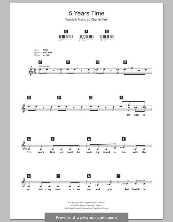 5 Years Time (Noah and The Whale): para teclado by Charlie Fink