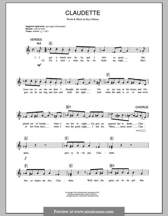 Claudette (The Everly Brothers): para teclado by Roy Orbison