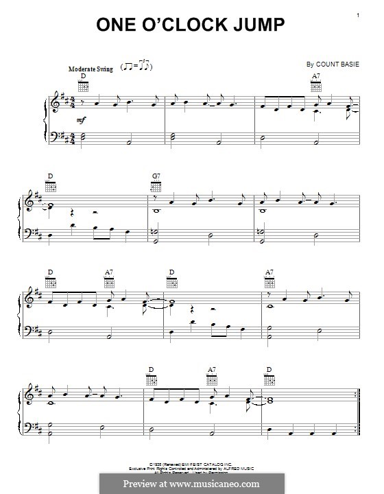 One O'Clock Jump: Para vocais e piano (ou Guitarra) by Count Basie