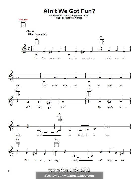 Ain't We Got Fun? (Doris Day): para ukulele by Richard A. Whiting