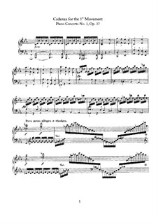 Concerto for Piano and Orchestra No.3, Op.37: Cadenza to Movement I by Ludwig van Beethoven