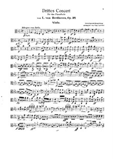 Concerto for Piano and Orchestra No.3, Op.37: Version for two pianos and string quintet – viola part by Ludwig van Beethoven