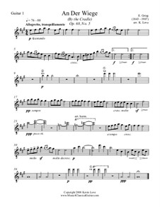 Lyric Pieces, Op.68: No.5 An Der Wiege, for guitar quartet - score and parts by Edvard Grieg