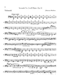 Serenade No.1 in D Major, Op.11: parte violoncelo by Johannes Brahms