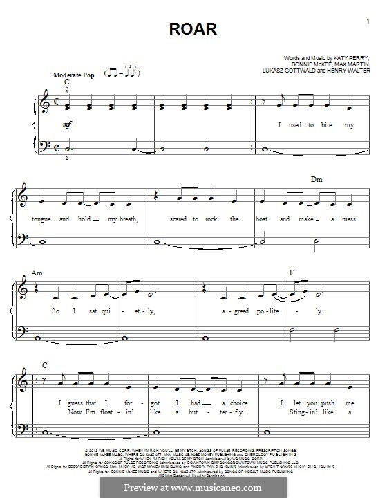 Piano version: For easy notes by Bonnie McKee, Katy Perry, Lukas Gottwald, Max Martin, Henry Russell Walter