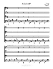 Quartet instrument version: For guitar quartet by Johann Pachelbel