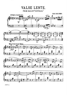 Coppélia, ou La fille aux yeux d’émail: valsa, para piano by Léo Delibes