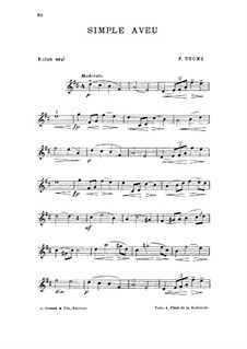 Simple Confession, Op.25: For violin (or mandolin) by Francis Thomé