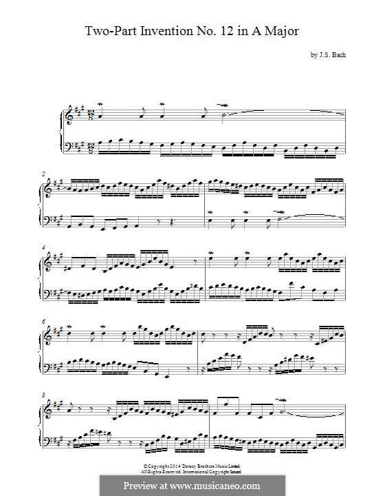 No.12 in A Major, BWV 783: Para Piano by Johann Sebastian Bach