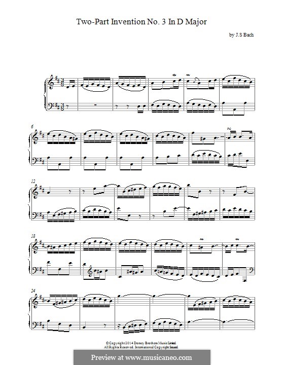 No.3 in D Major, BWV 774: Para Piano by Johann Sebastian Bach