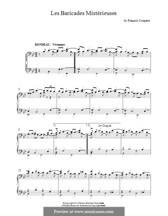 Les baricades misterieuses: Para Piano by François Couperin