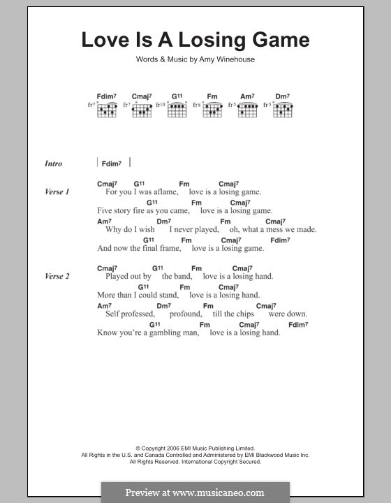 Love Is a Losing Game: Letras e Acordes by Amy Winehouse