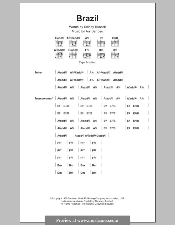 Brazil (The Ritchie Family): Letras e Acordes by Ary Barroso