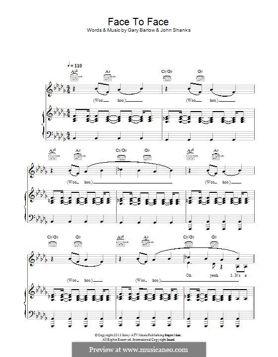 Face to Face: Para vocais e piano (ou Guitarra) by Gary Barlow, John M Shanks