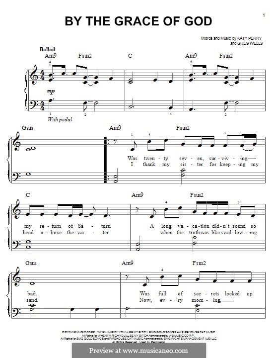 By the Grace of God: Para Piano by Greg Wells, Katy Perry