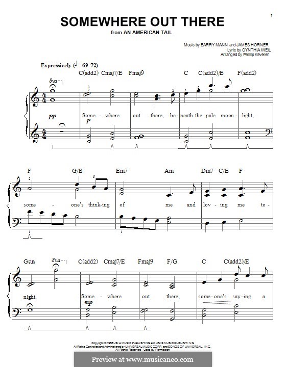 Somewhere Out There (from An American Tail): Para Piano by Barry Mann, Cynthia Weil, James Horner