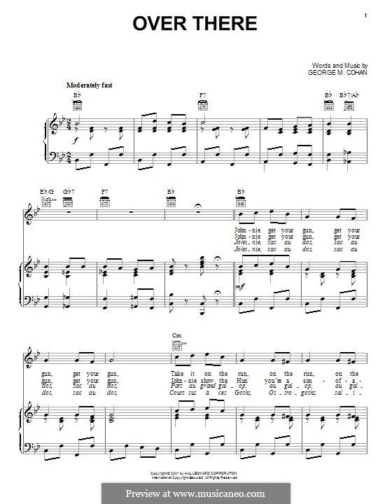 Over There: Para vocais e piano (ou Guitarra) by George Michael Cohan