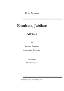 Exsultate, jubilate, K.165: Alleluia, for solo and recorder septet by Wolfgang Amadeus Mozart