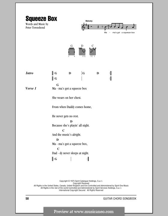 Squeeze Box (The Who): Letras e Acordes by Peter Townshend