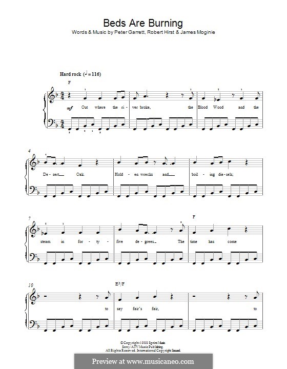 Beds Are Burning (Midnight Oil) por J. Moginie, P. Garrett, R. Hirst em
