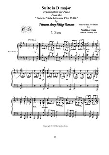 Suite in D Major, for piano, TWV 55:D6: Movement VII Gigue by Georg Philipp Telemann