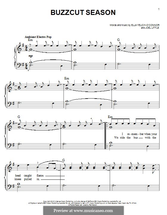 Buzzcut Season (Lorde): Para Piano by Ella Yelich-O'Connor, Joel Little