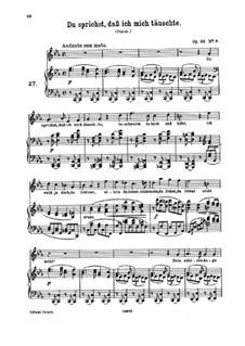 Nine Songs, Op.32: No.6 Du sprichst, dass ich mich täuschte (You Say, That I Deceived Myself) by Johannes Brahms