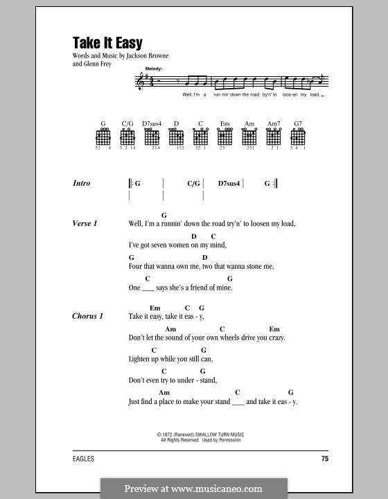 Take It Easy (The Eagles): Letras e Acordes by Glen Frey, Jackson Browne