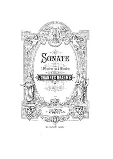 Sonata for Two Pianos Four Hands in F Minor, Op.34b: partitura completa by Johannes Brahms