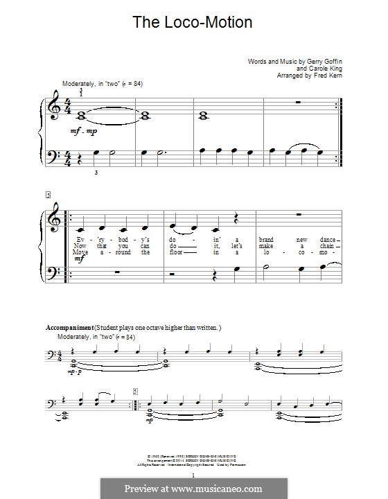 The Loco-Motion: Para Piano by Carole King, Gerry Goffin
