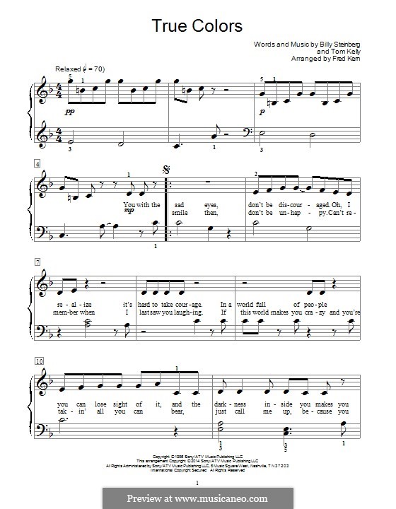 True Colors: Para Piano by Billy Steinberg, Tom Kelly