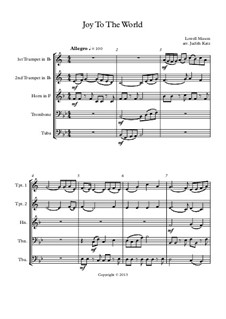 Joy to the World: For wind quintet – score by Lowell Mason