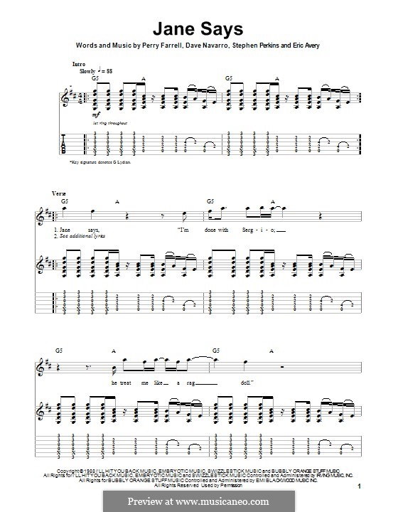 Jane Says (Jane's Addiction): Para guitarra com guia by Dave Navarro, Eric Avery, Perry Farrell, Stephen Perkins