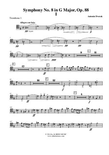 Movement I: Trombone Tenor Clef 1 (Transposed Part) by Antonín Dvořák