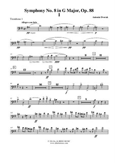Movement I: Trombone Bass Clef 1 (Transposed Part) by Antonín Dvořák