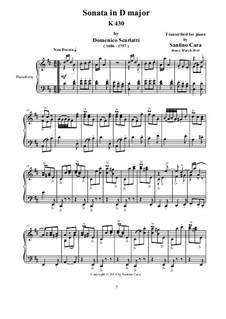 Sonata No.463 in D Major, K.430 L.463 P.463: Para Piano by Domenico Scarlatti