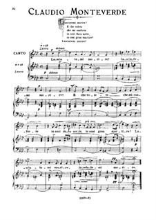 L'Arianna (Ariadne): Lasciatemi morire, medium voice in F Minor by Claudio Monteverdi