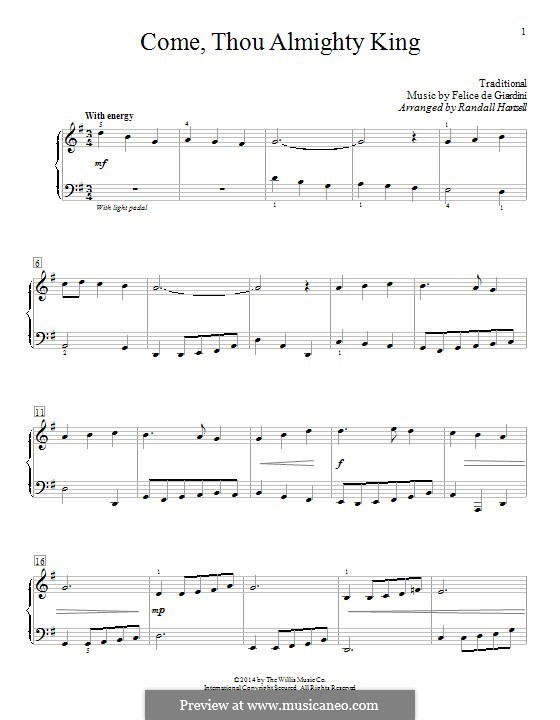 Come, Thou Almighty King: Para Piano by Felice Giardini