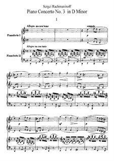 Piano Concerto No.3 in D Minor, Op.30: Versão para dois pianos de quatro mãos by Sergei Rachmaninoff