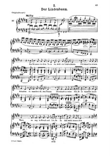 No.5 Der Lindenbaum (The Linden Tree): para voz media e piano by Franz Schubert