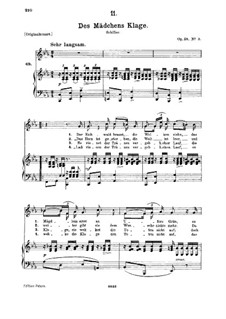 Des Mädchens Klage (The Maiden's Lament), D.191 Op.58 No.3: para voz media e piano by Franz Schubert