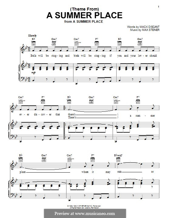 Theme from A Summer Place: Para vocais e piano (ou Guitarra) by Max Steiner