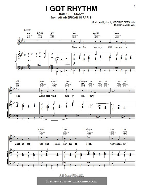 I Got Rhythm: Para vocais e piano (ou Guitarra) by George Gershwin
