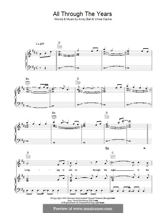 All Through the Years (Erasure): Para vocais e piano (ou Guitarra) by Andy Bell, Vince Clarke