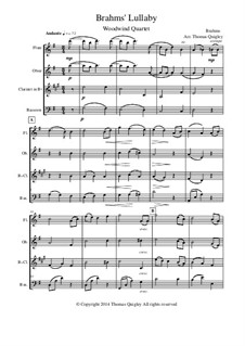 No.4 Cradle Song: Para quarteto de sopro by Johannes Brahms
