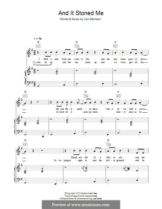 And It Stoned Me: Para vocais e piano (ou Guitarra) by Van Morrison