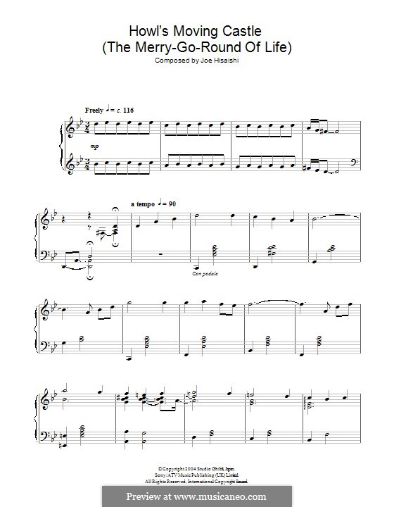 Howl's Moving Castle (The Merry-Go-Round of Life): Para Piano by Joe Hisaishi