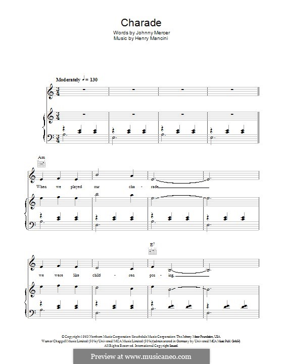 Charade: Para vocais e piano (ou Guitarra) by Henry Mancini